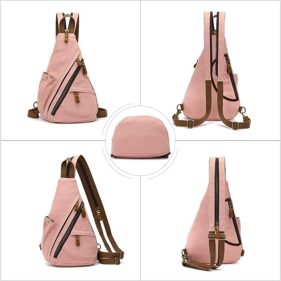 Women Small Casual Canvas Sling Crossbody Shoulder Backpack